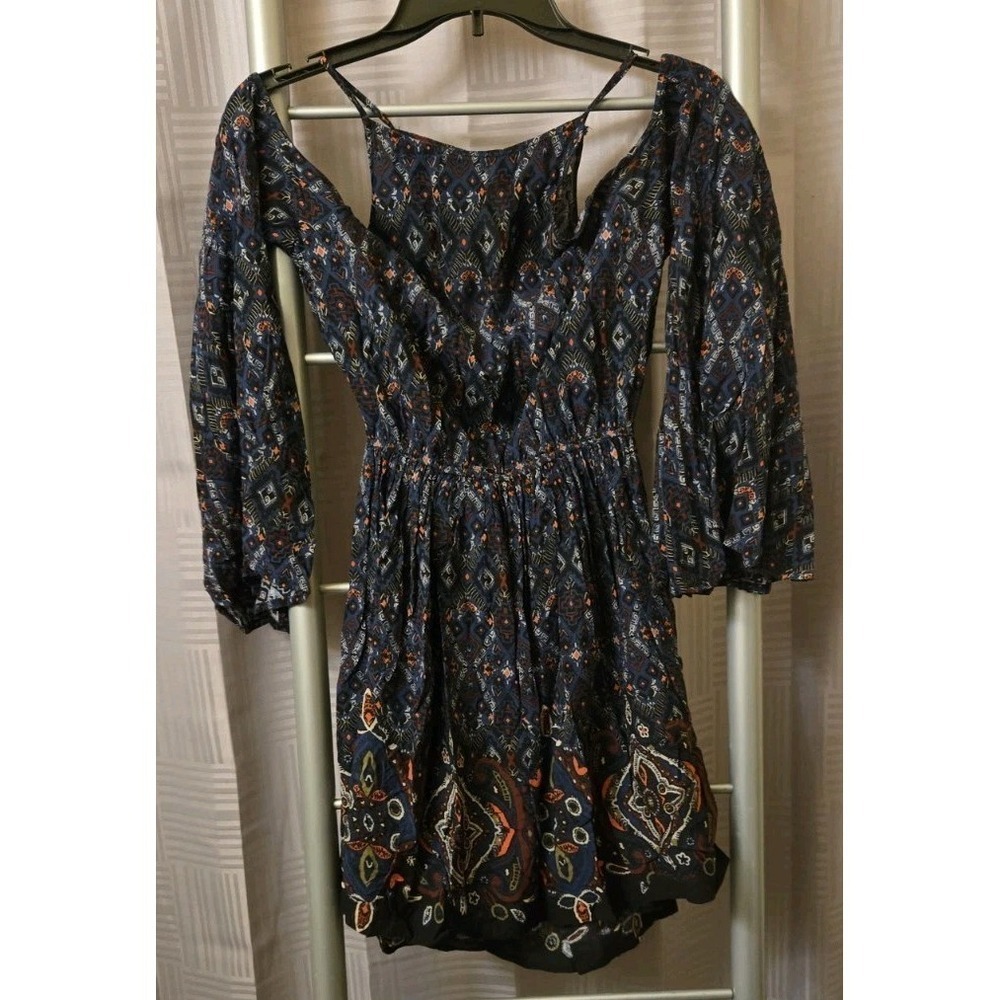 Abercrombie & Fitch Mini Dress Size S Blue Open Shoulder Mini Dress